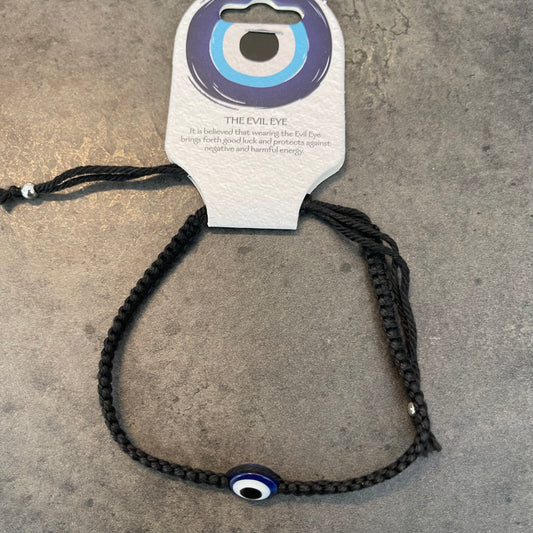 Black Evil Eye Pull Tie Bracelet