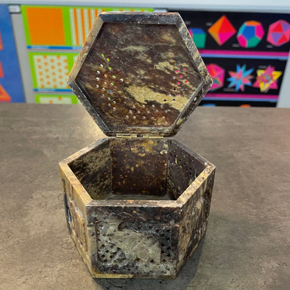 Soapstone Hexagonal Elephant Box