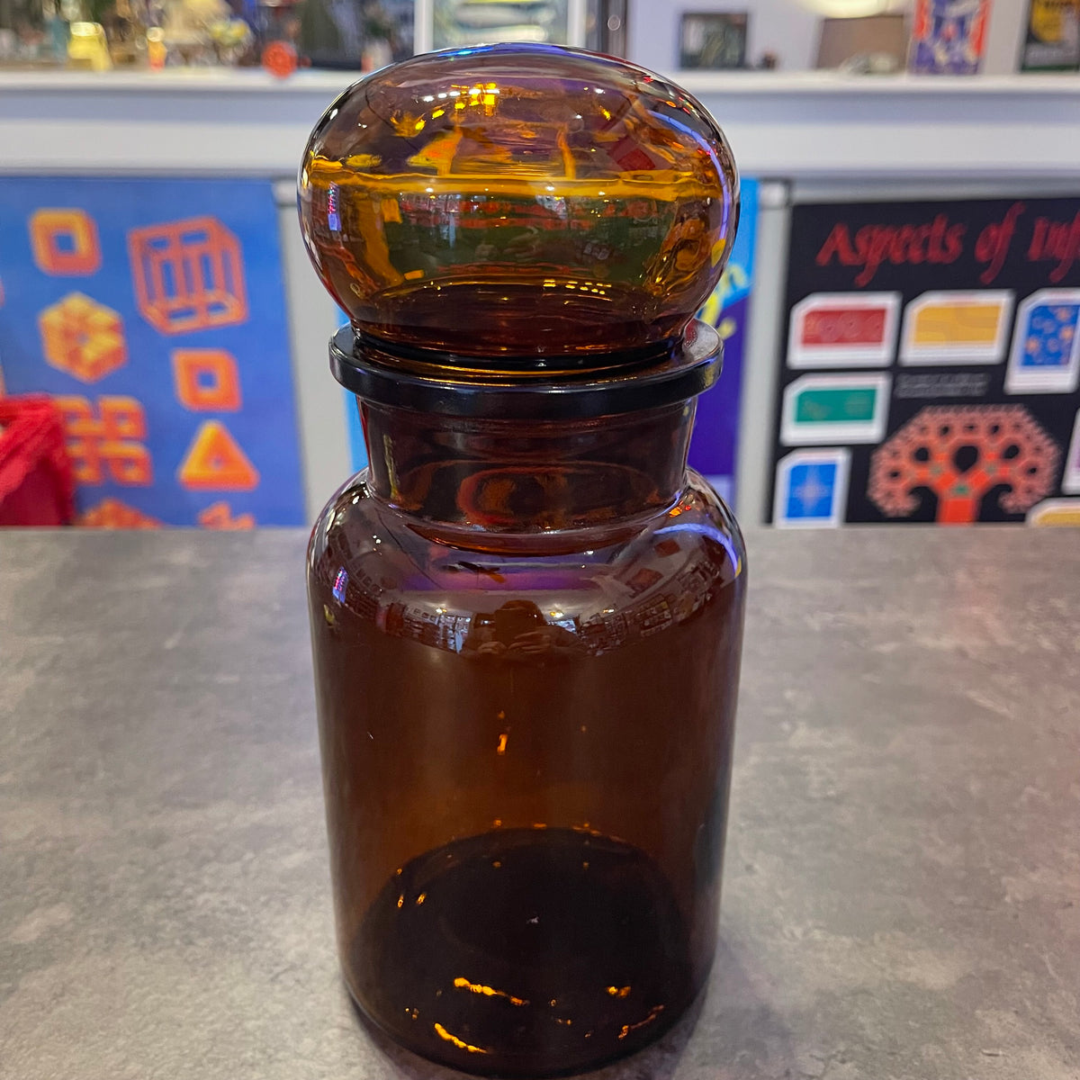 9” Brown Bubble Top Apothecary Jar 2