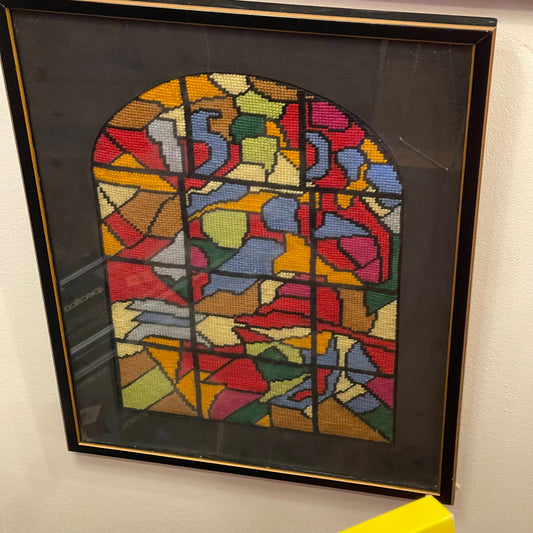 Framed Stain Glass Window Needlepoint