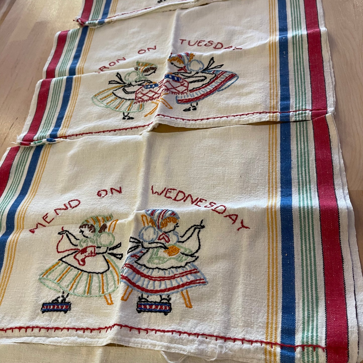 Set of 7 Embroidered Towels