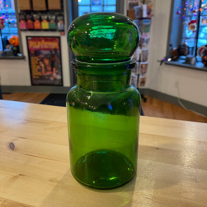 9” Green Bubble Top Apothecary Jar