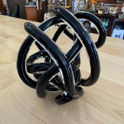 Black Blown Glass Art Piece 6"