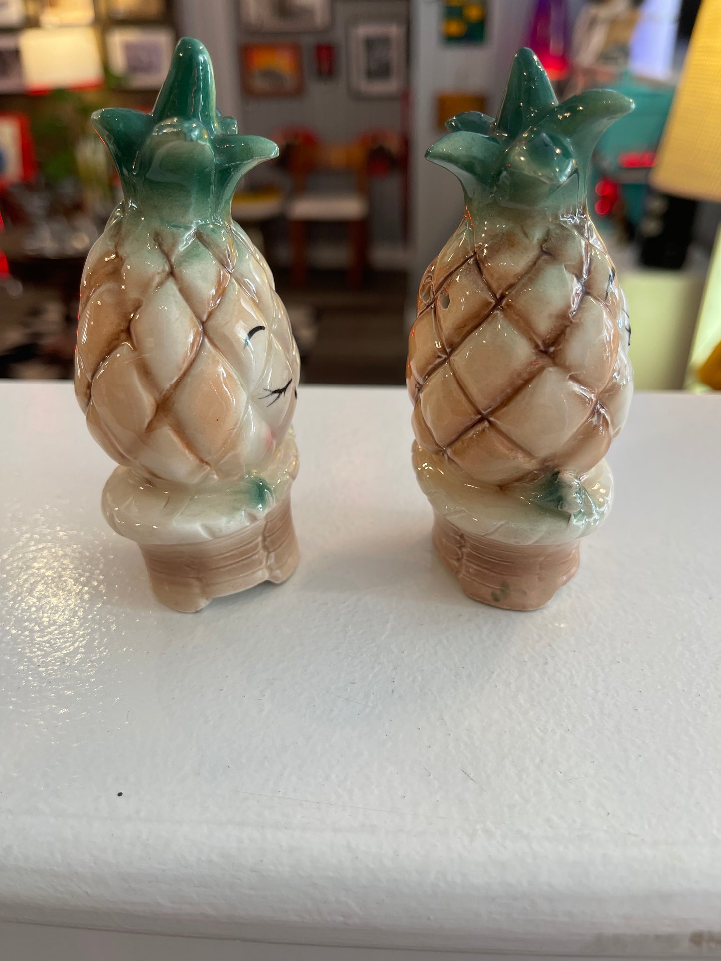 Anthropomorphic Pineapple Salt and Pepper Shakers