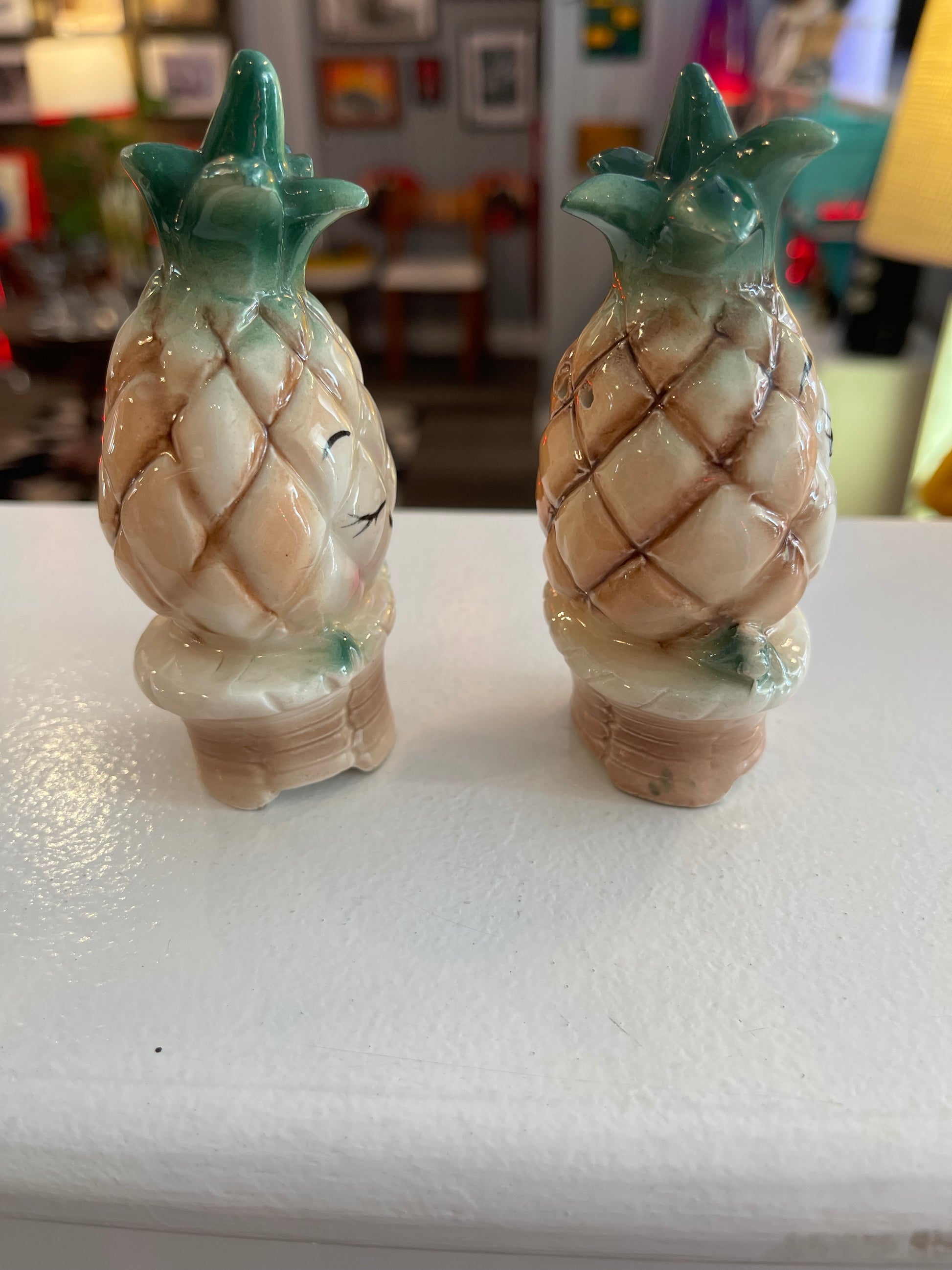 Anthropomorphic Pineapple Salt and Pepper Shakers
