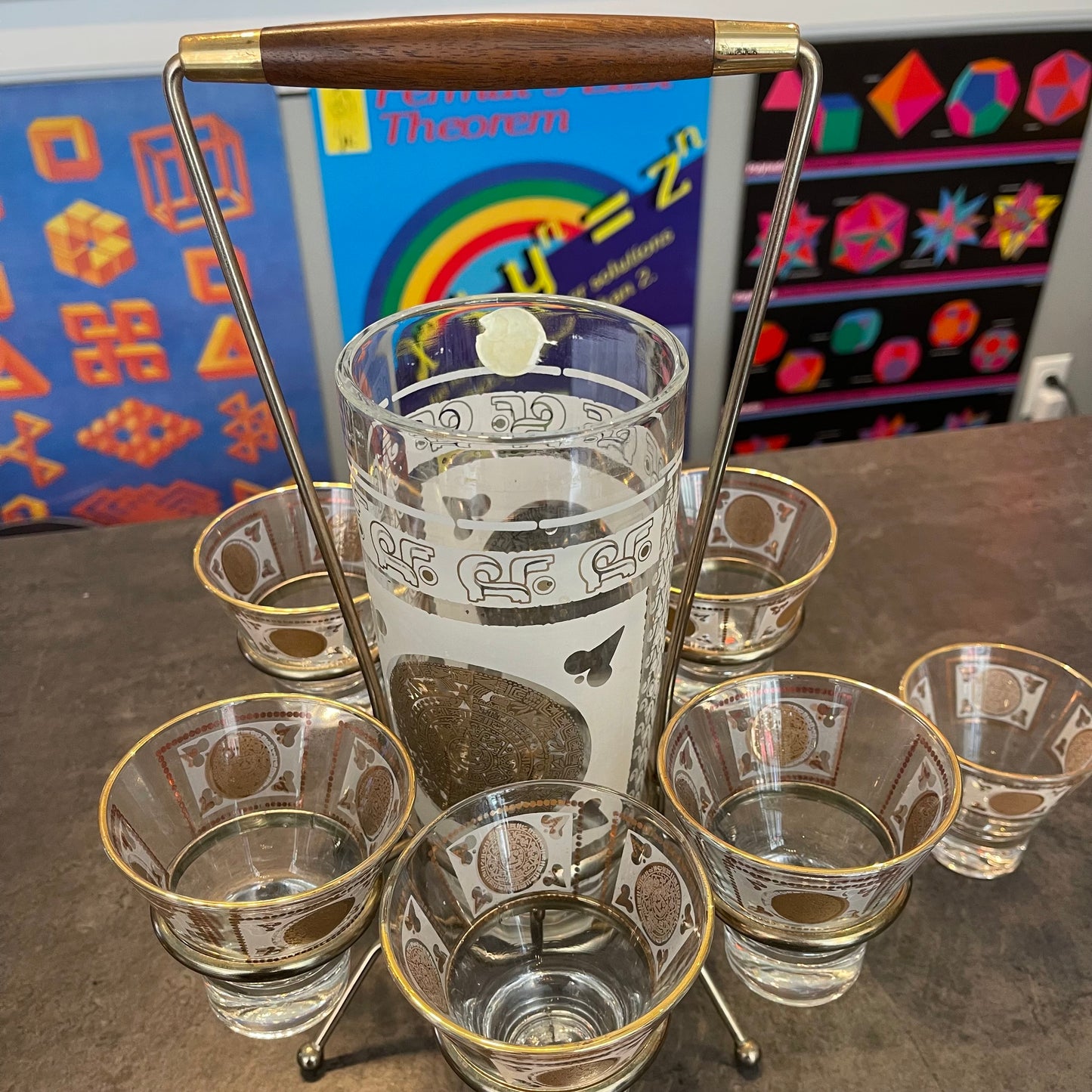 Hazel Atlas Gold Medallion Cocktail Set Complete