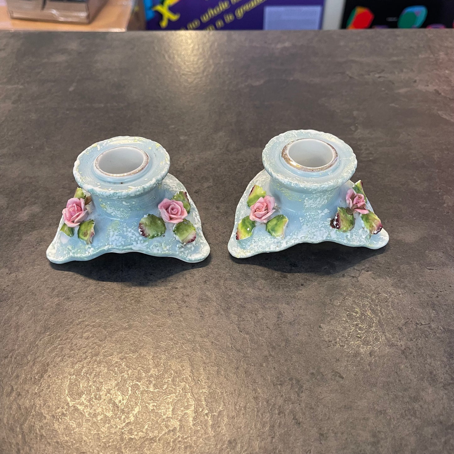 Pair of Porcelain Candlestick Holders