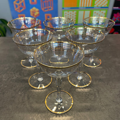 Set of 6 Gilded Champagne Glasses