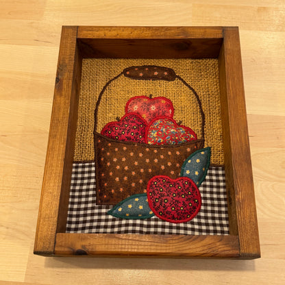Framed Fabric Art Basket of Apples