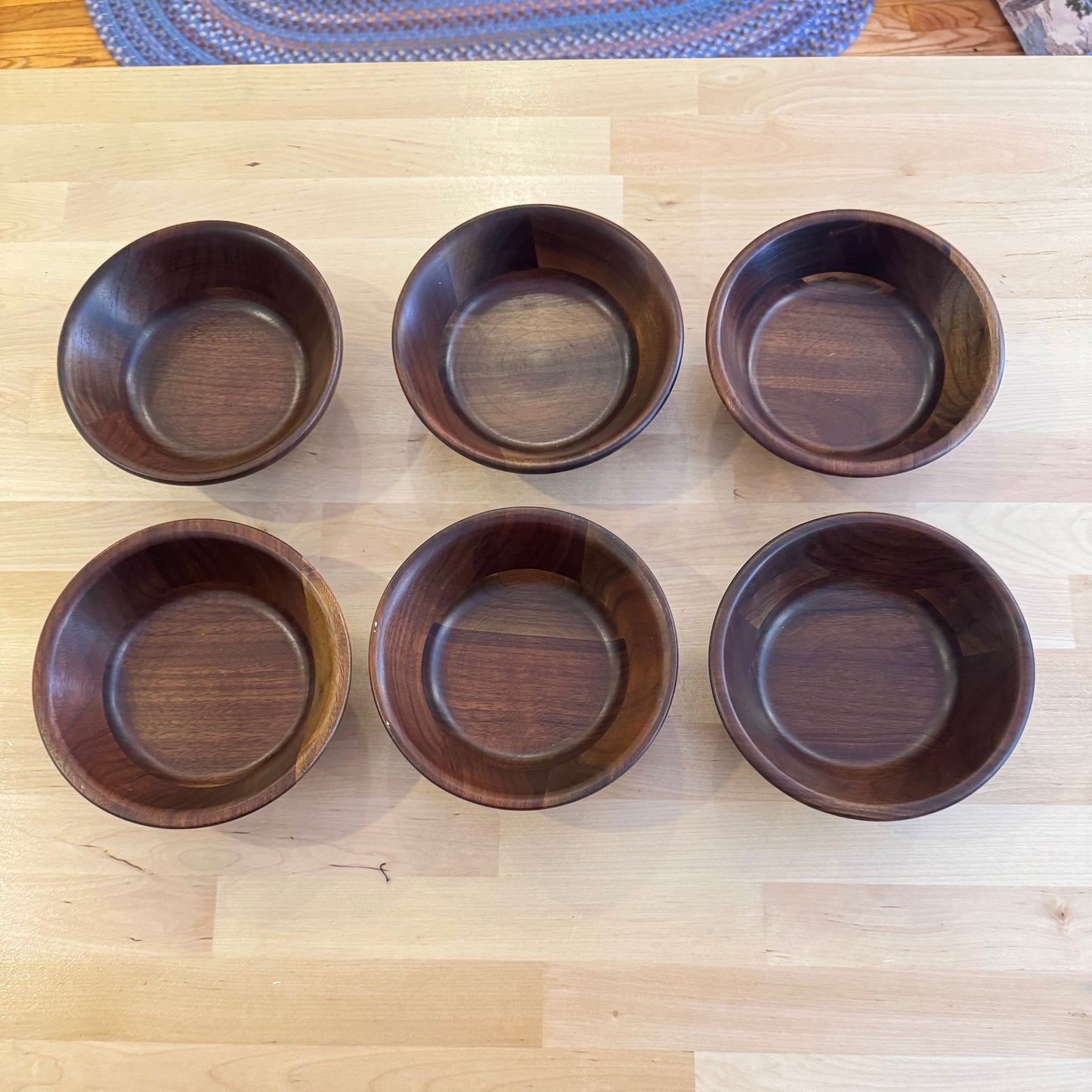 Vermillion Real Walnut Salad Bowls Set of 6