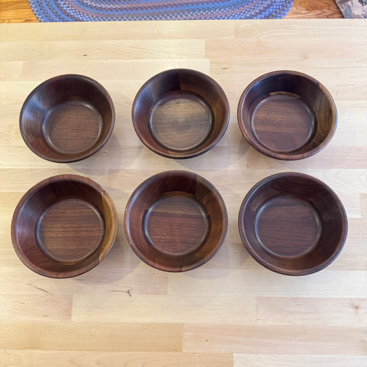 Vermillion Real Walnut Salad Bowls Set of 6