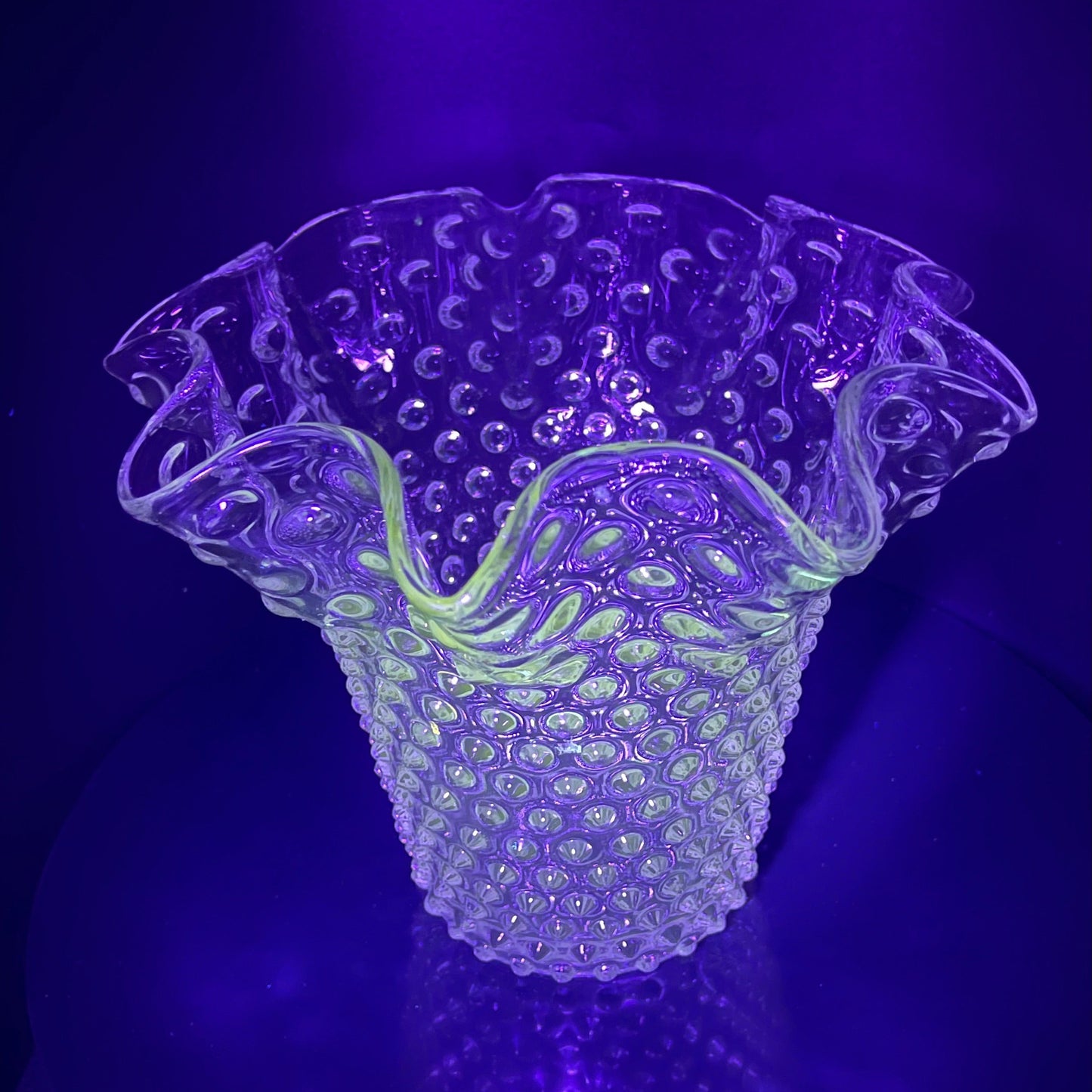 Duncan Miller Glass Hobnail Ruffle Vase