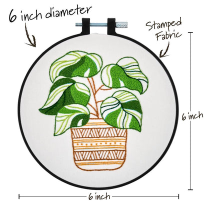 Stamped Embroidery Kit - Potted Beauty 6"