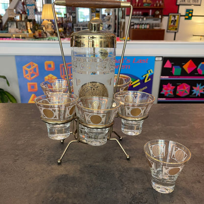 Hazel Atlas Gold Medallion Cocktail Set Complete