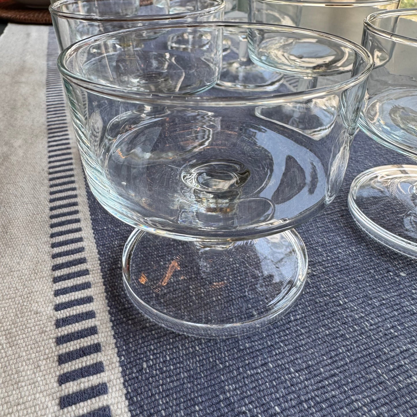 Vintage 1970s Luminarc Cavalier Clear Glass Coupes Set of 8 (Stamped France)