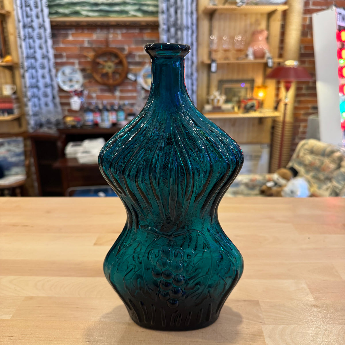 Blue Empoli Genie Bottle Grapes Motif w/Stopper