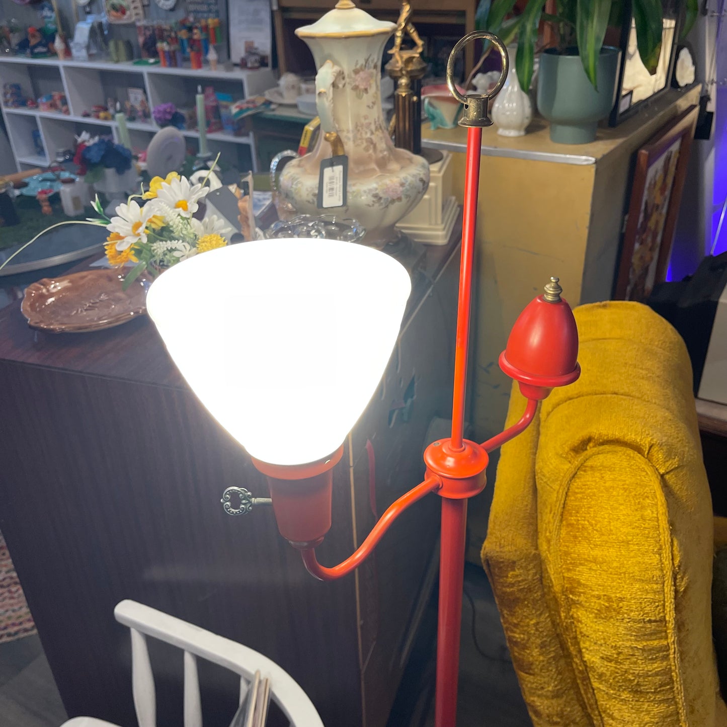 Red Toleware Bouillotte Floor Lamp