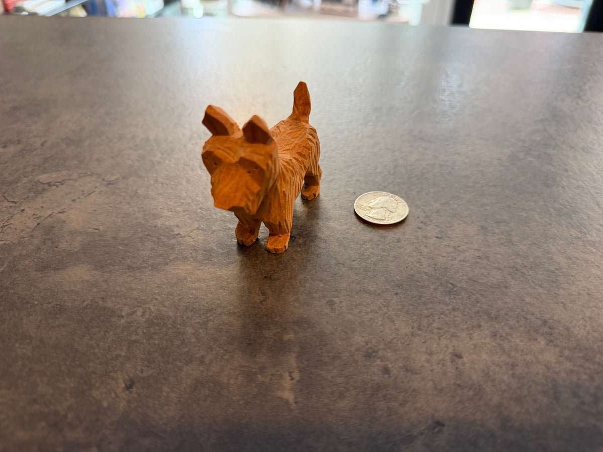 Small Wooden Terrier Figurine