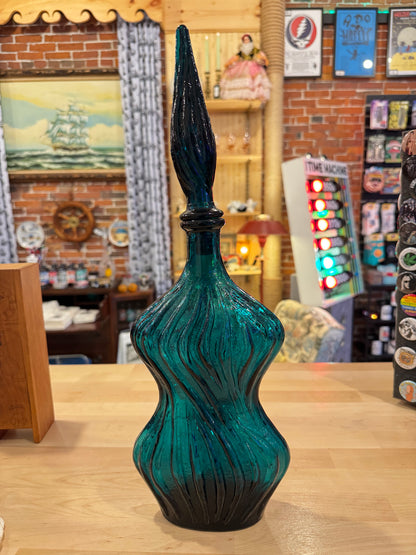 Blue Empoli Genie Bottle Grapes Motif w/Stopper