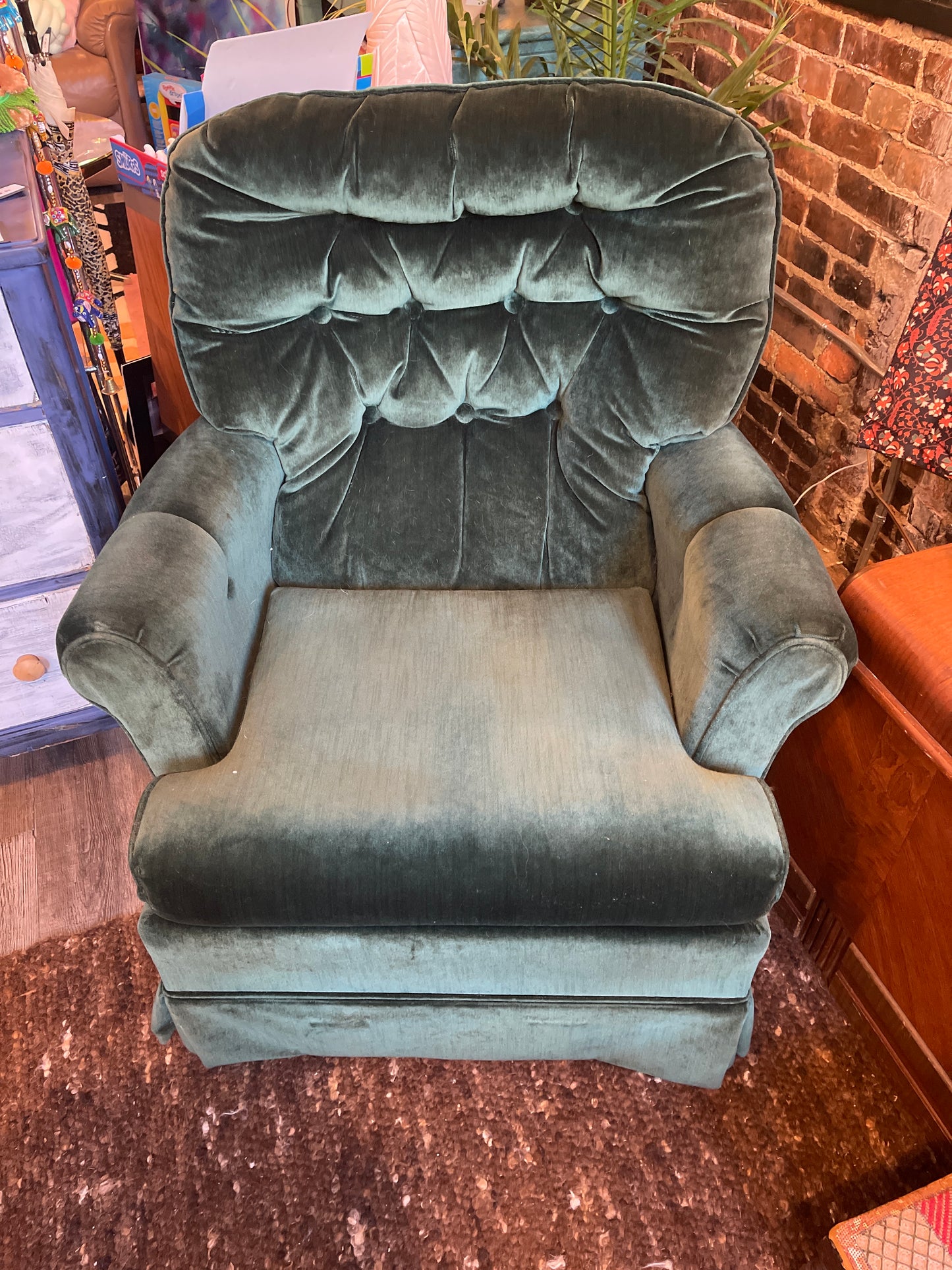 Green Velvet Swivel Side Chair