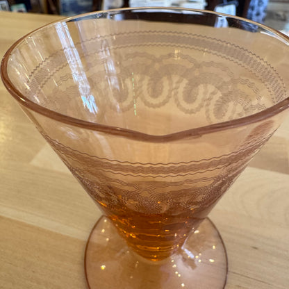 Set of 4 Vintage Pink Depression Glass Champagne Coupes / Sherbet Glasses