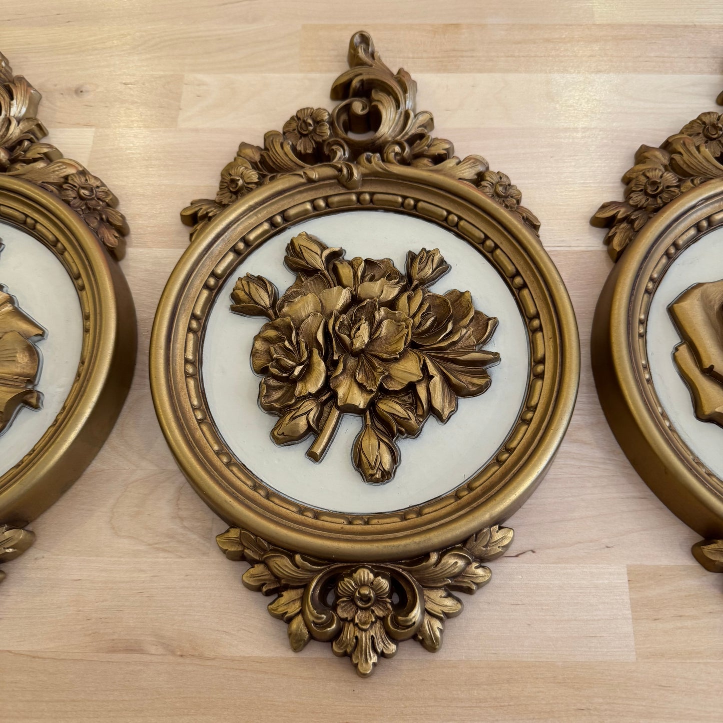 Set of 4 Syrocco Gold Floral Hollywood Regency Wall Art