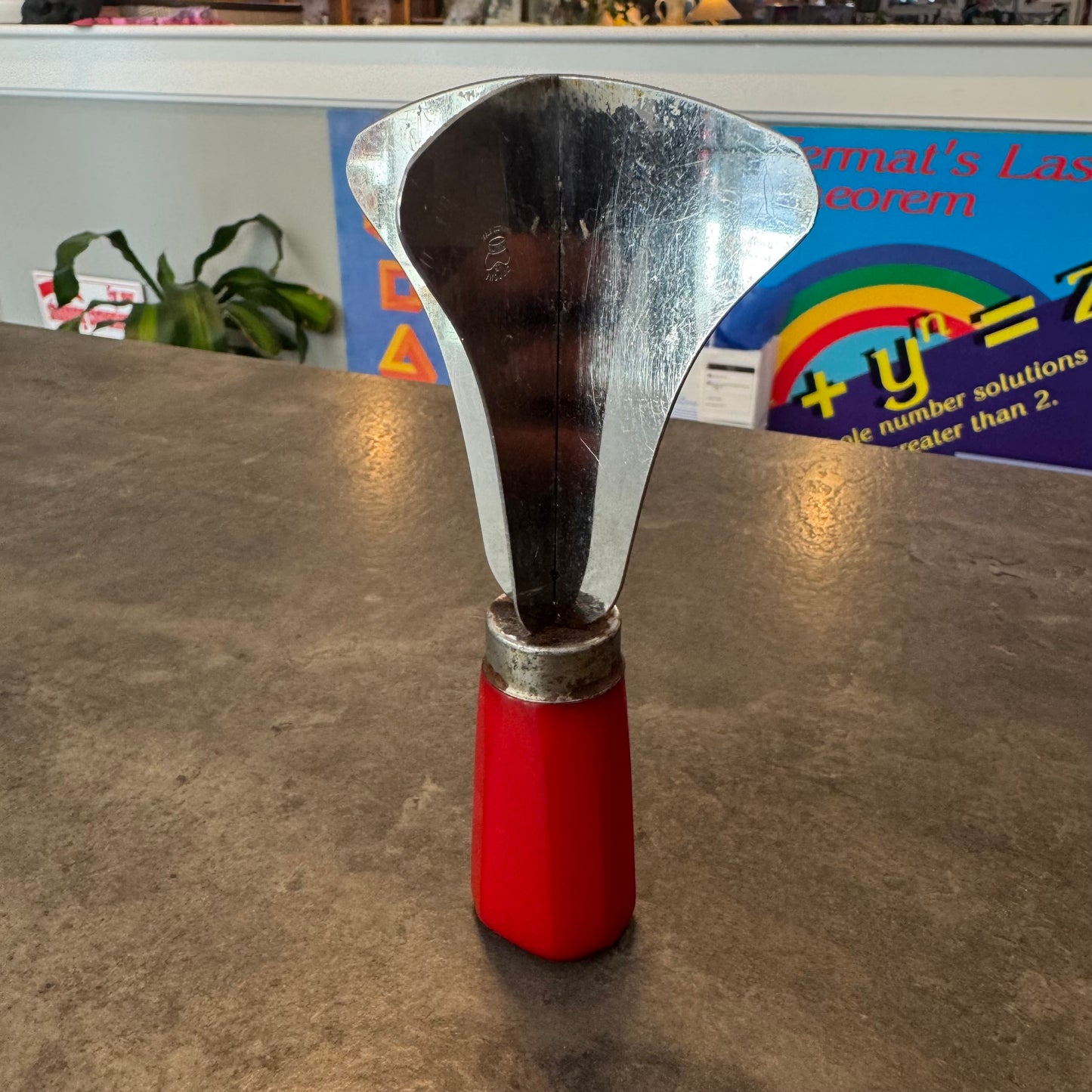 Kitchen Hand Chopper with Red Wooden Handle