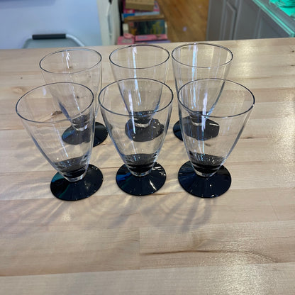 Set of 6 Black Footed Goblets