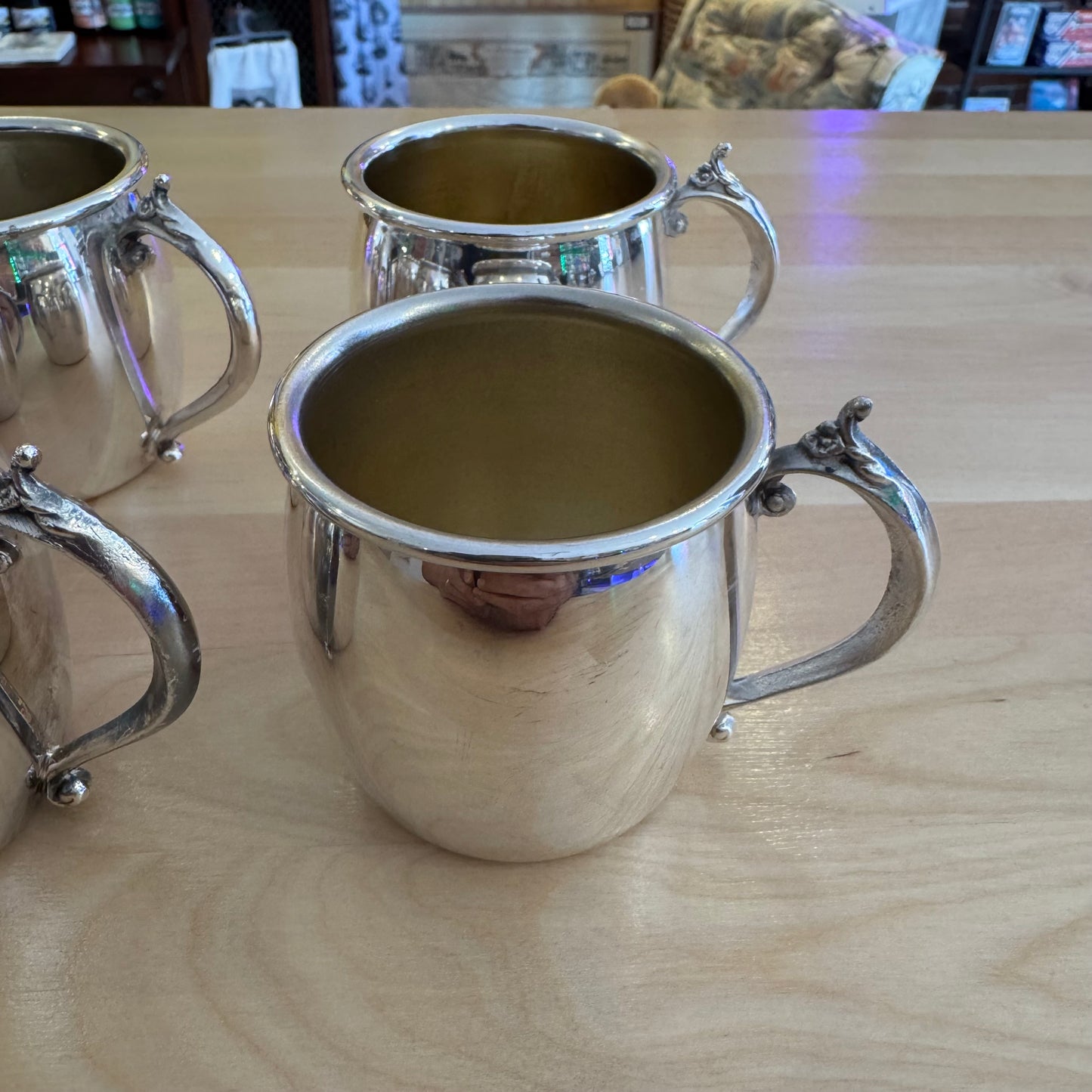 Set of 10 Towle Silver Plated Handled Mugs