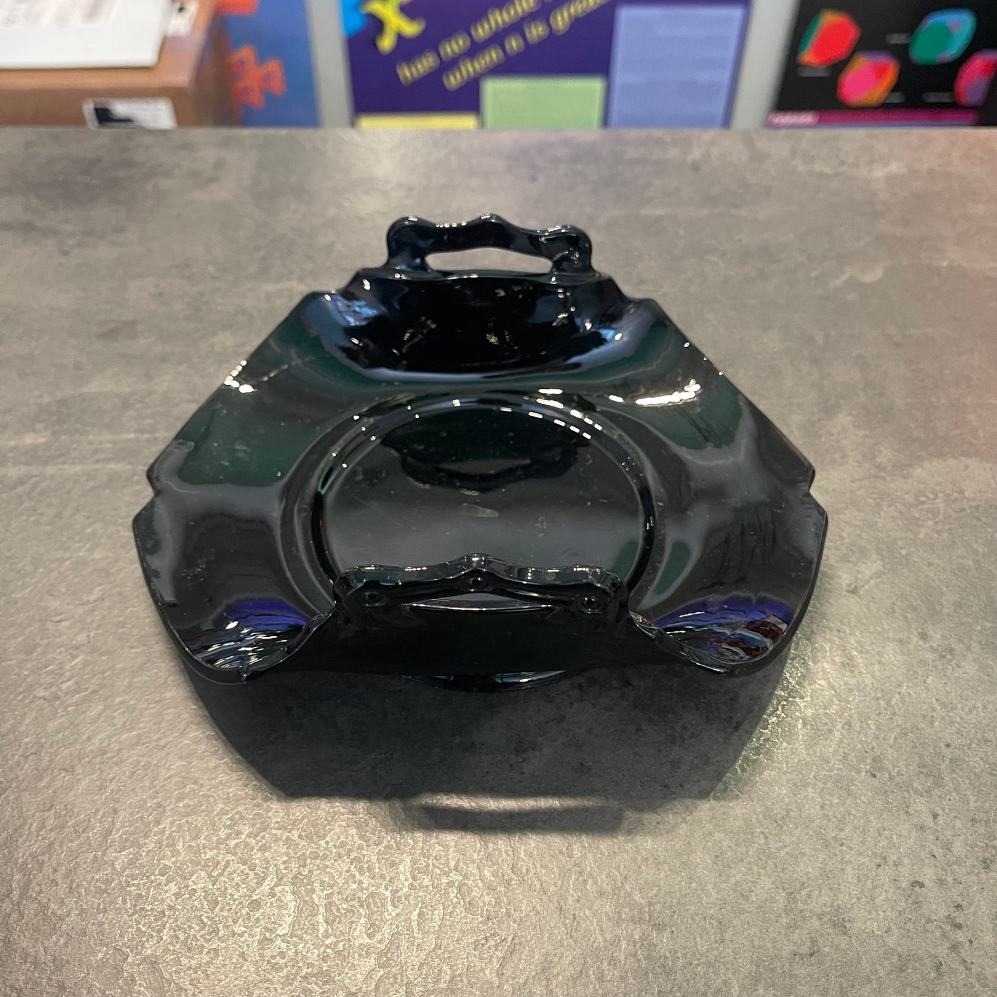 L.E. Smith Black Amethyst Rolled Edge Dish