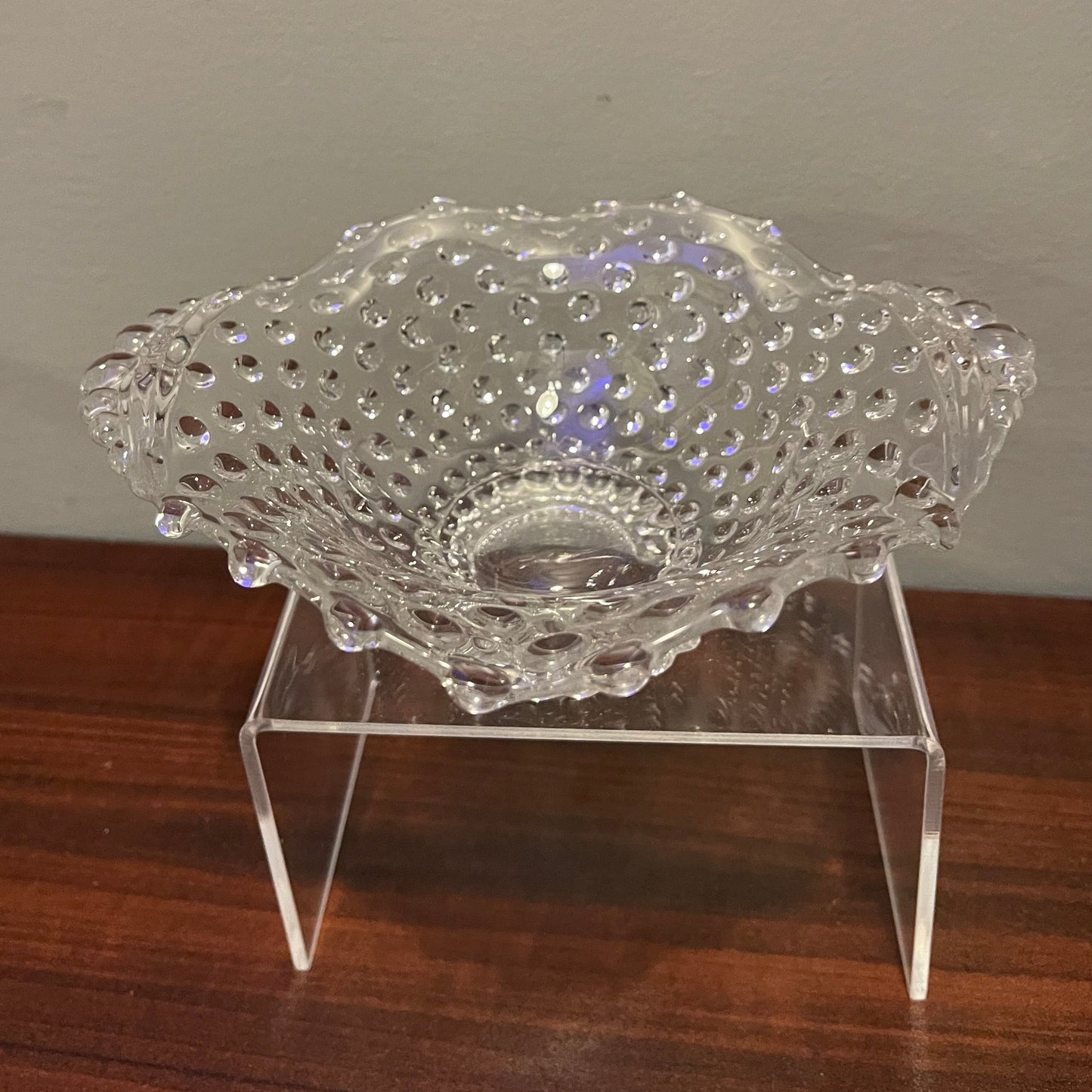 Duncan Miller Glass Ruffled Hobnail Candy Dish