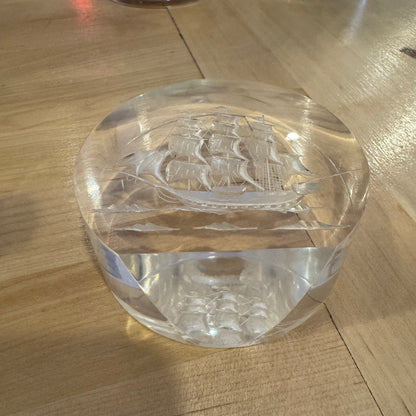 Lucite Lighthouse Art Paperweight