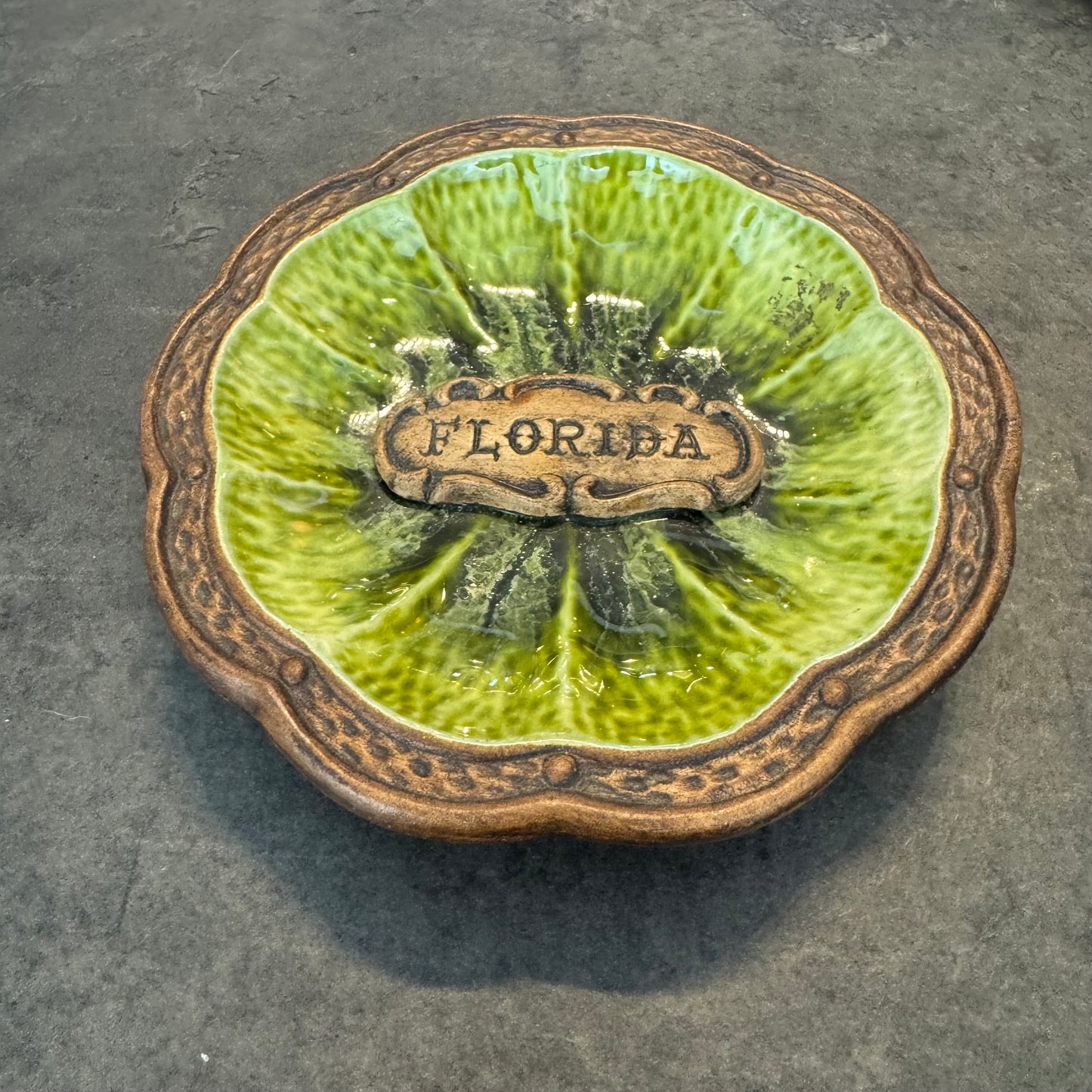 Vintage Treasure Craft Florida Souvenir Ceramic Citrus Slice Dish 4"
