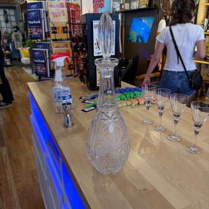 West German Hand-Cut 24% Lead Crystal Decanter with Stopper (16")