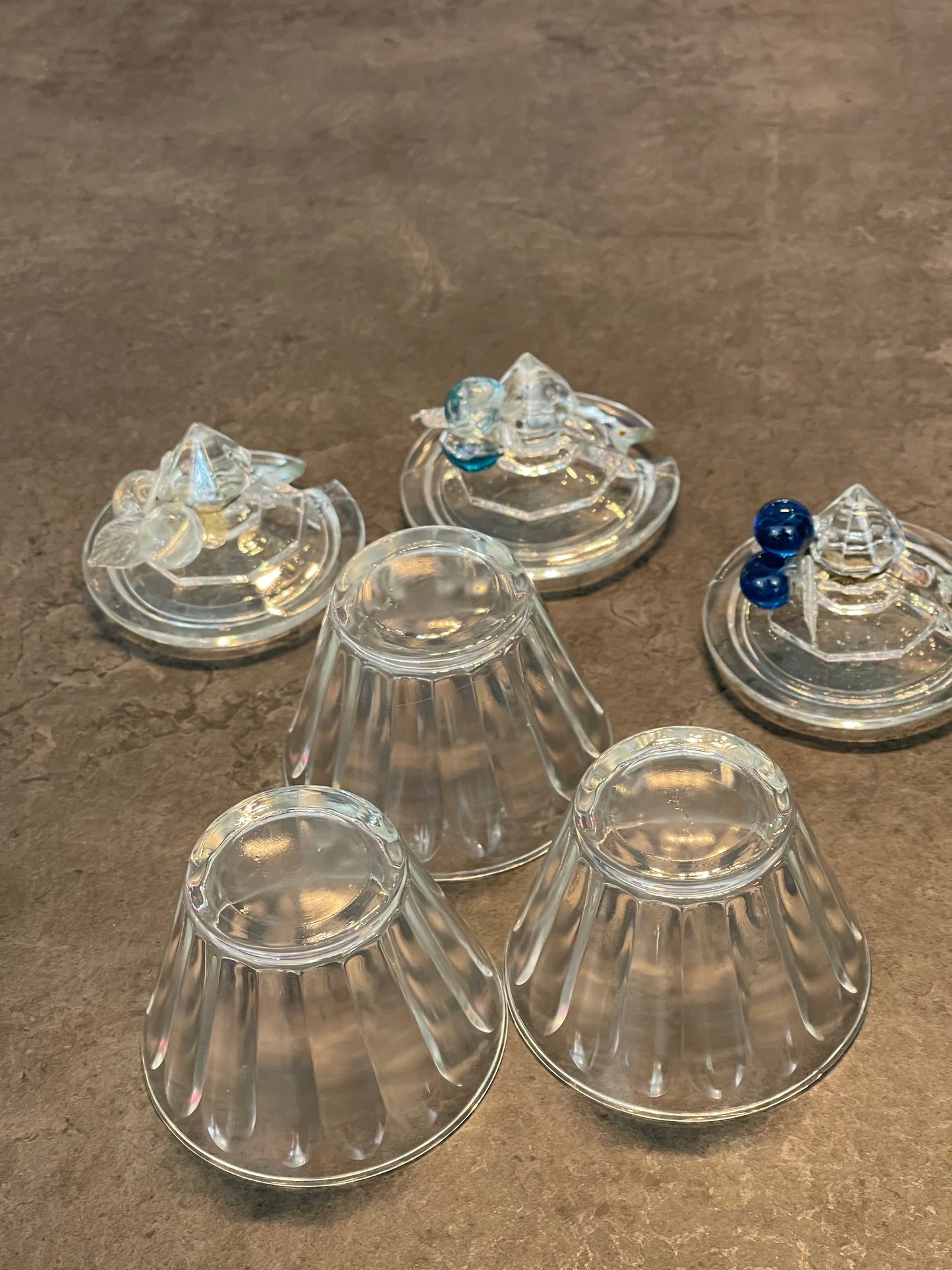 Set of 3 Cut Glass Jelly Jars