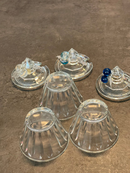 Set of 3 Cut Glass Jelly Jars
