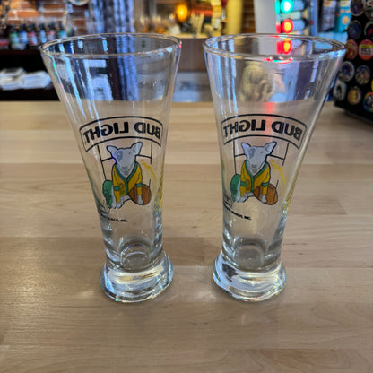Pair Spuds Mackenzie Football Pilsner Glasses