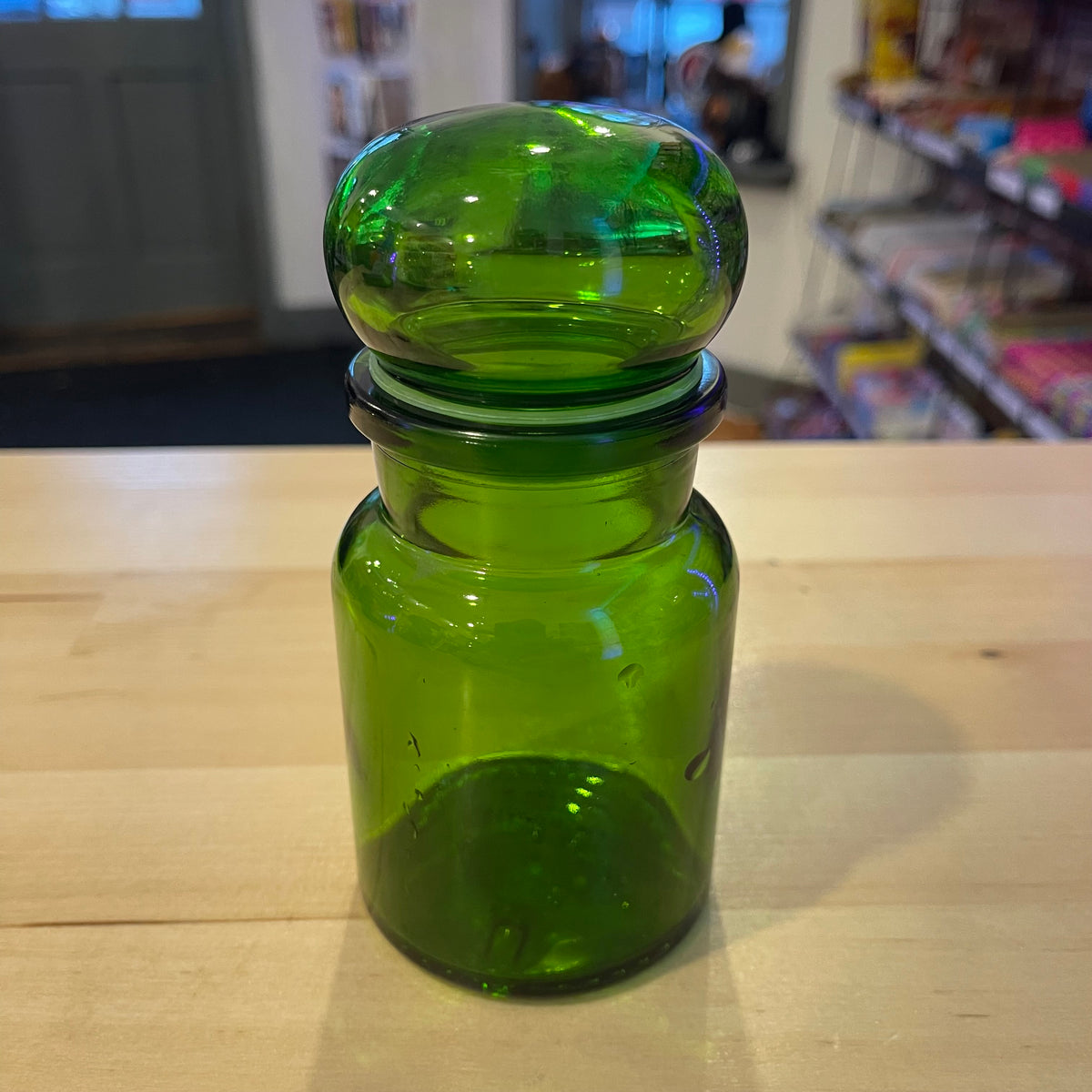 5.5” Green Bubble Top Apothecary Jar
