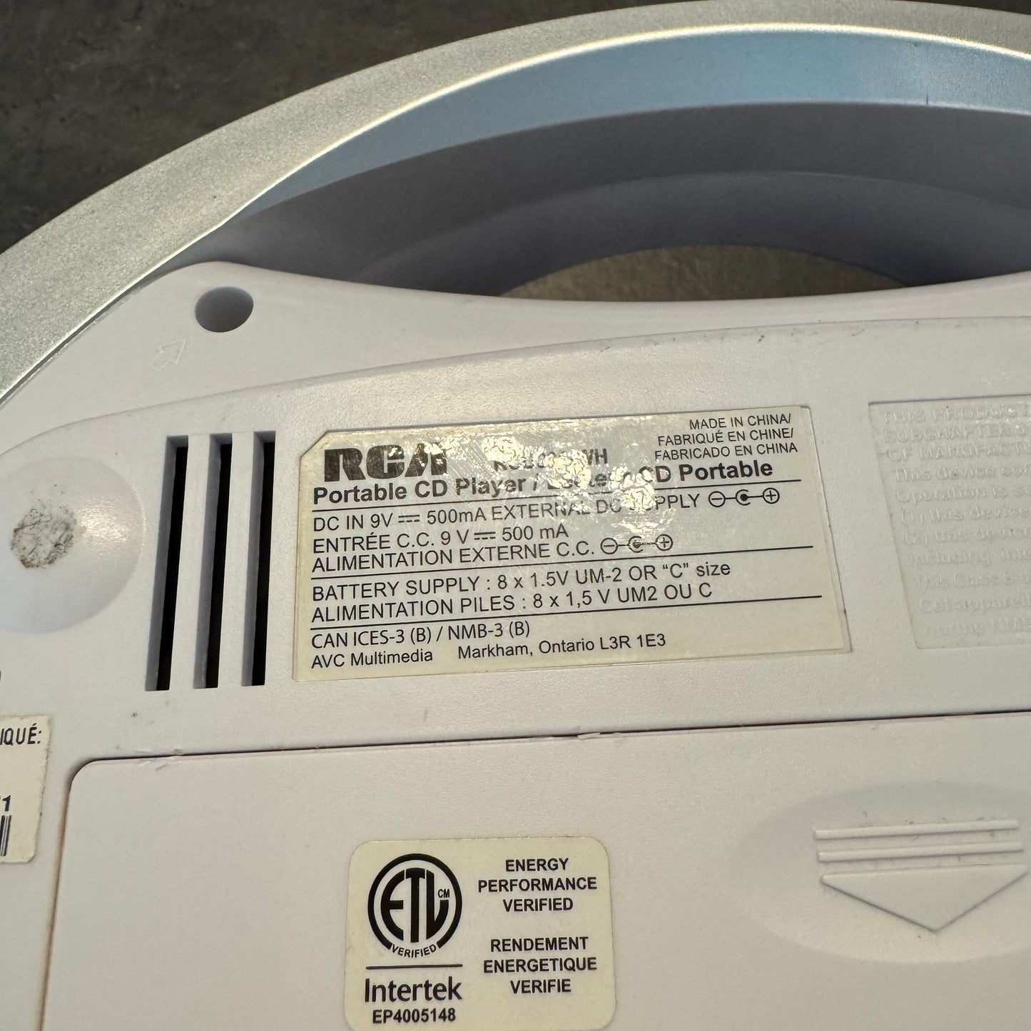 RCA CD Boombox RCD331-WH Portable CD Player & AM/FM Radio (White) - Tested & Working