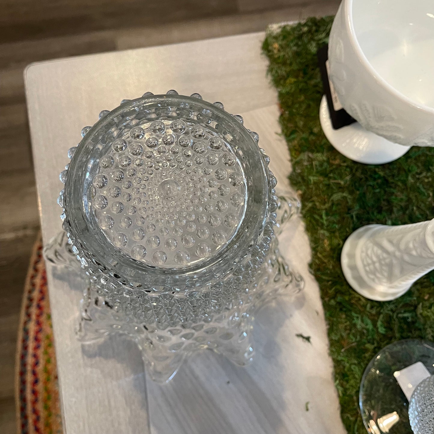 Duncan Miller Glass Hobnail Ruffle Vase