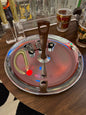 Metal Round Tray Wood Center Handle
