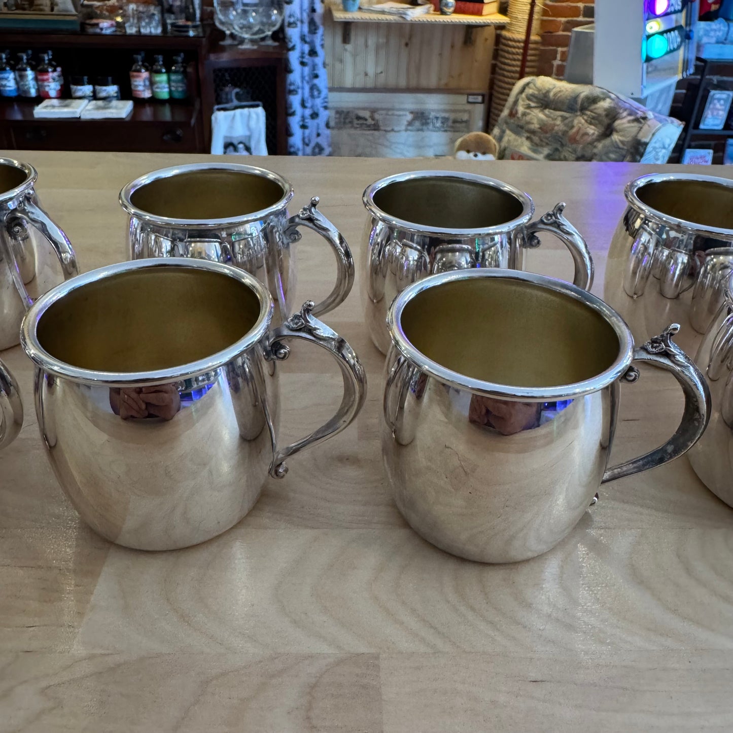 Set of 10 Towle Silver Plated Handled Mugs