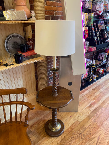 Oak and Brass Twist Lamp