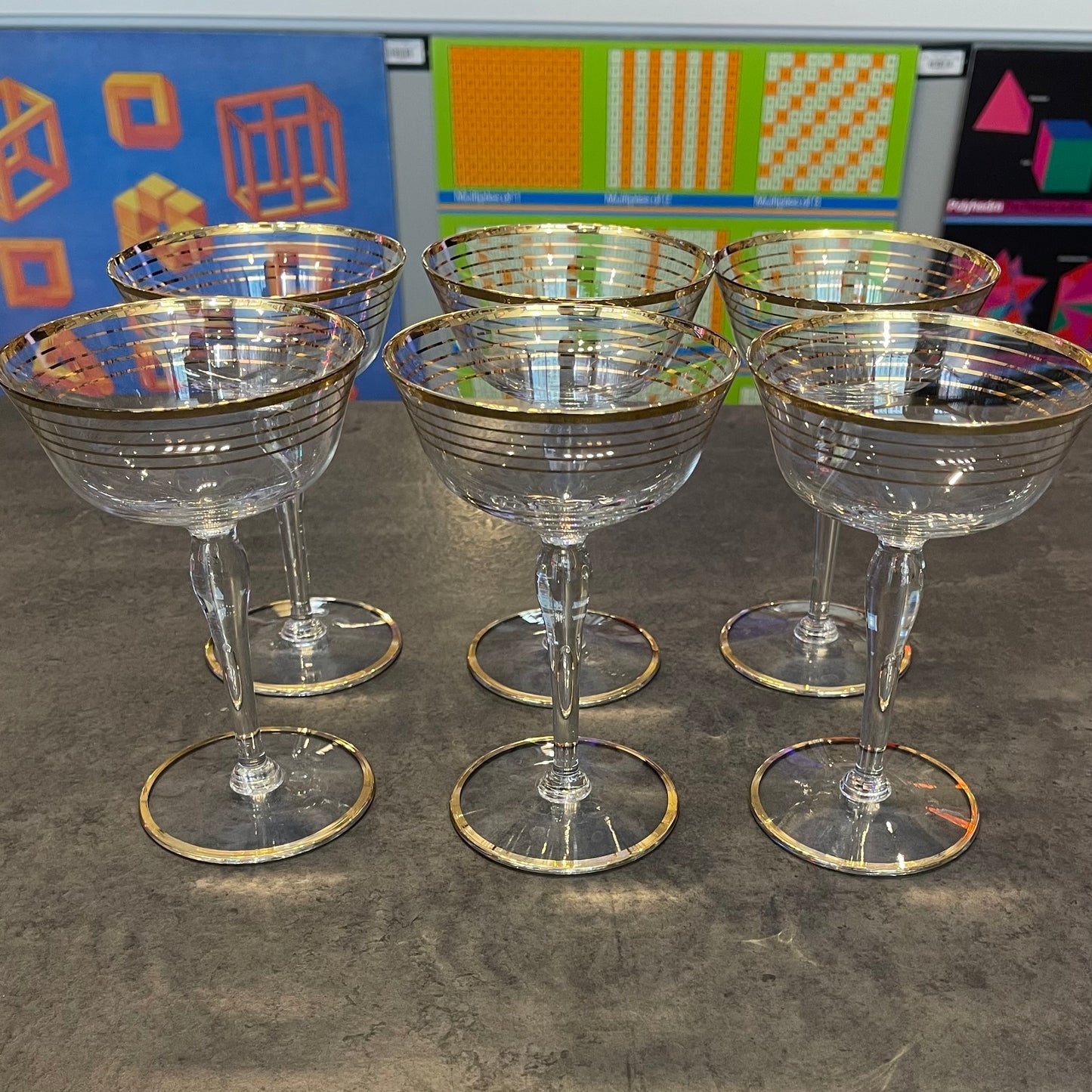 Set of 6 Gilded Champagne Glasses
