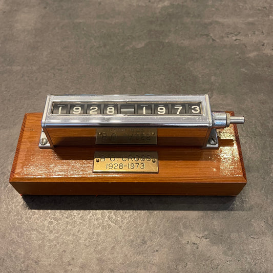 Mechanical Counter Mounted on Wood Block