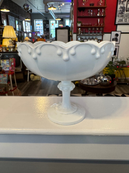 Milk Glass Compote 8 inch