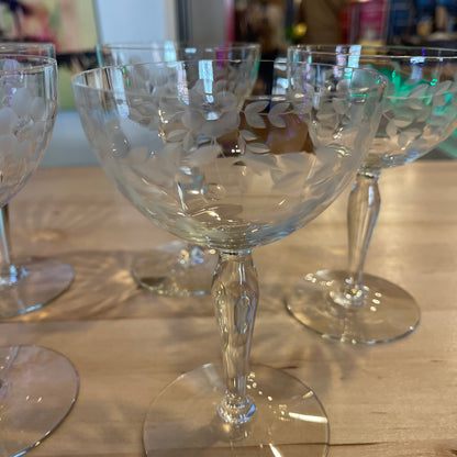 Set of 6 Etched Champagne Glasses