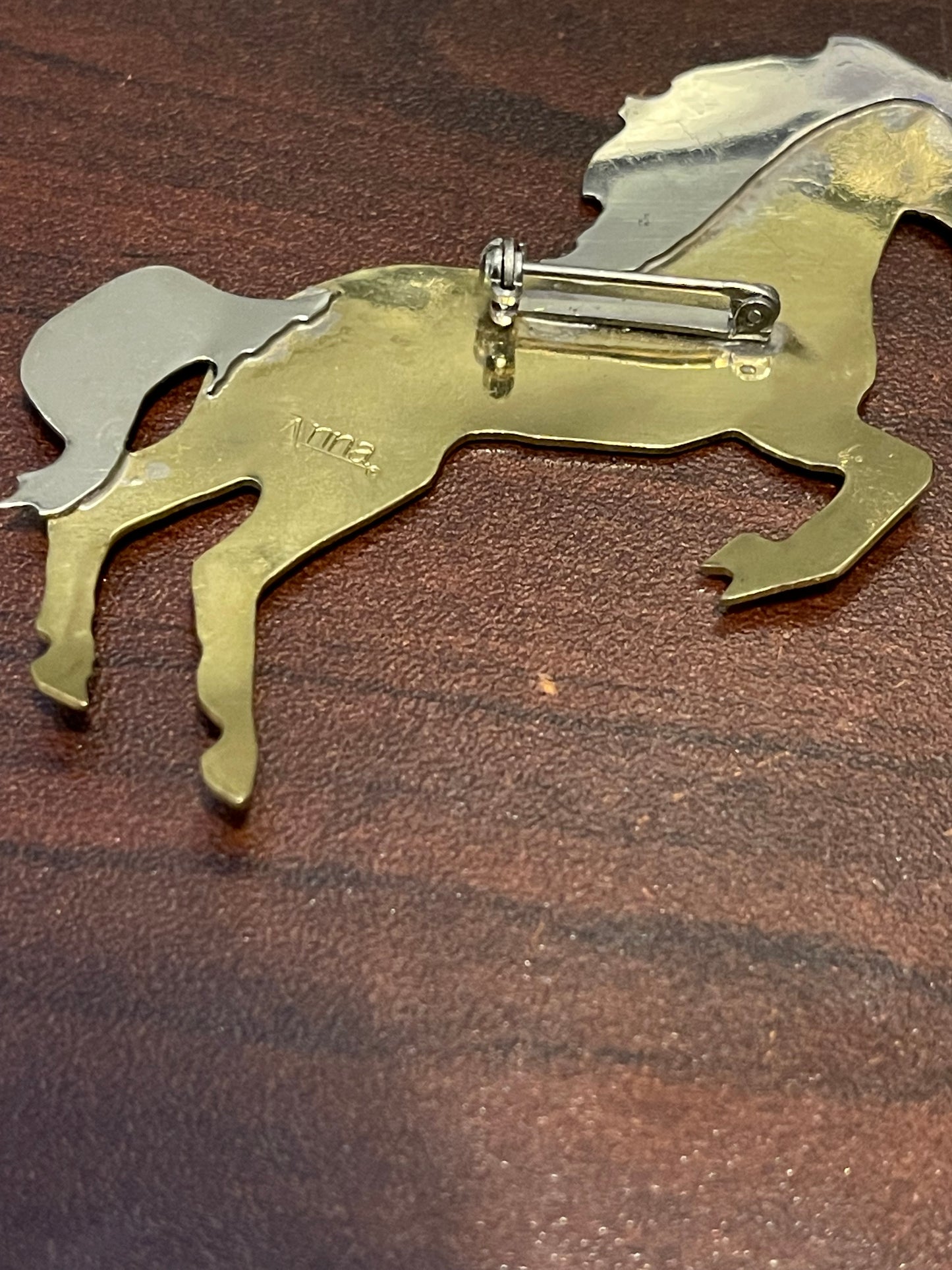 Mixed Metal Horse Brooch