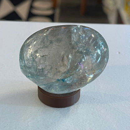 Crackle Quartz Egg with Wooden Stand