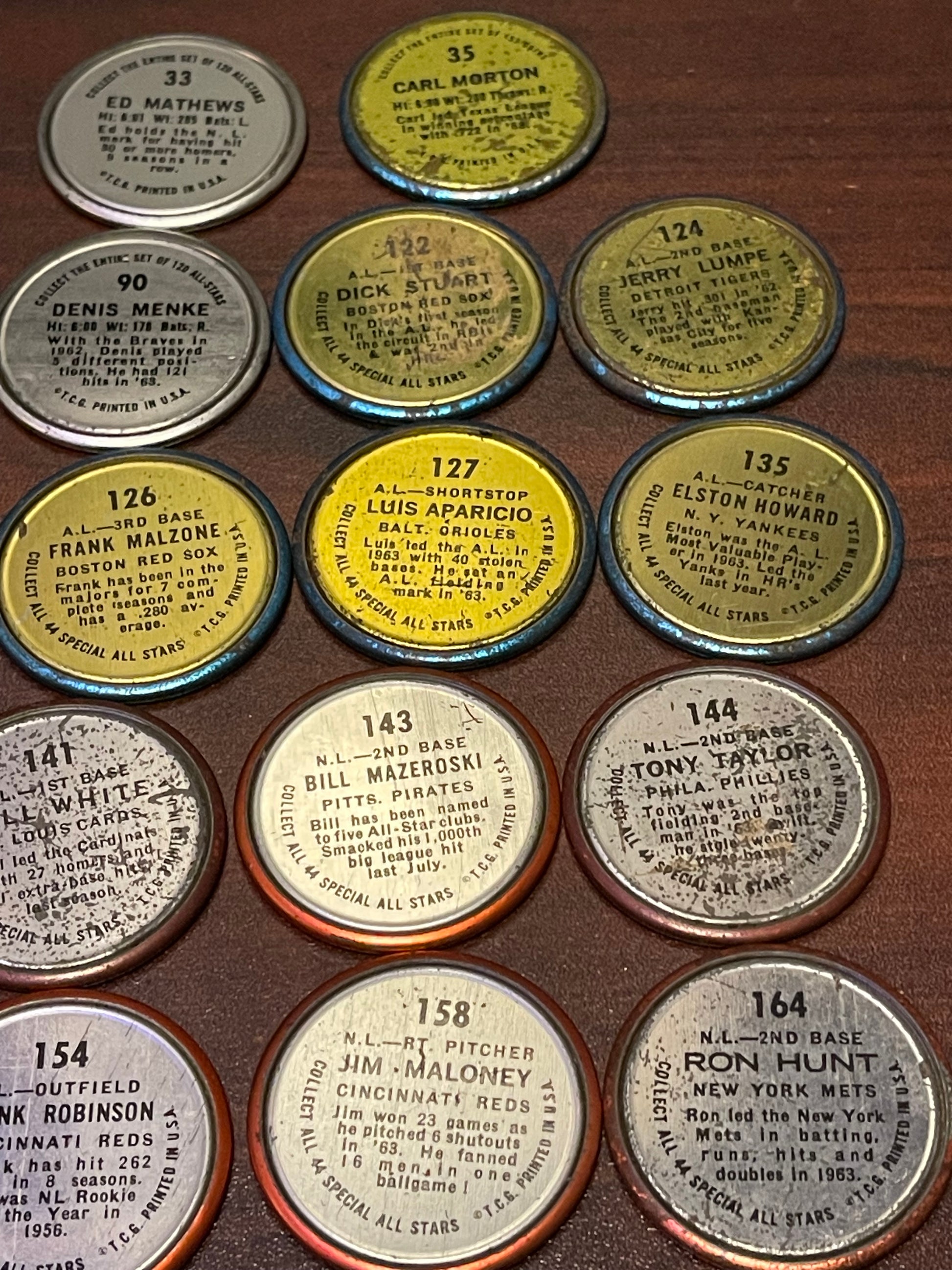 Lot of 18 Topps Baseball Coins 1964